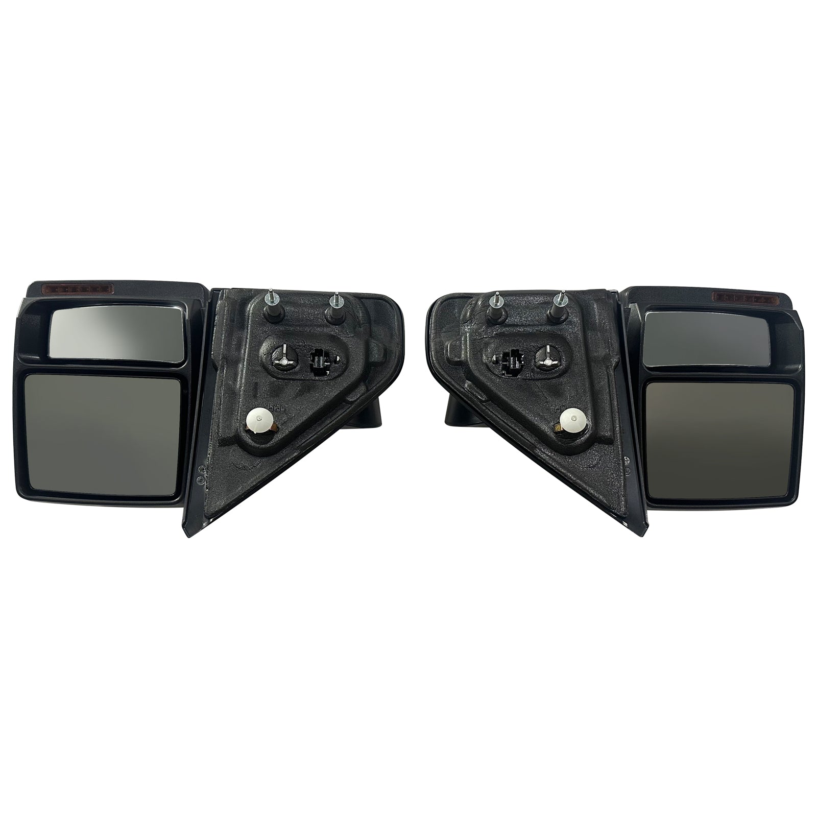 IKON MOTORSPORTS, Towing Mirrors Compatible With 2007-2014 Ford F-150, Texture Cover Side View Towing Mirror Power Heated, with Memory LED Turn Signal & Puddle Light, Pair