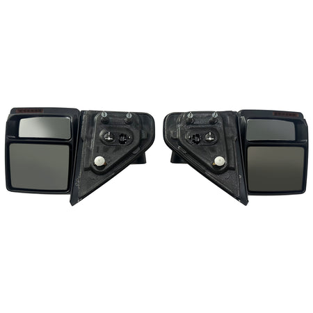 IKON MOTORSPORTS, Towing Mirrors Compatible With 2007-2014 Ford F-150, Texture Cover Side View Towing Mirror Power Heated, with Memory LED Turn Signal & Puddle Light, Pair