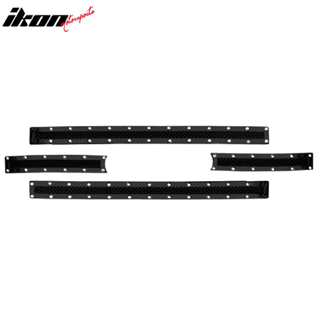 IKON MOTORSPORTS Front Upper Insert Grille, Compatible with 2011-2013 Ford F-250 Super Duty, Mesh Style Black with Chrome Rivets Stainless Steel Replacement Front Bumper Grill Trim 4PCS