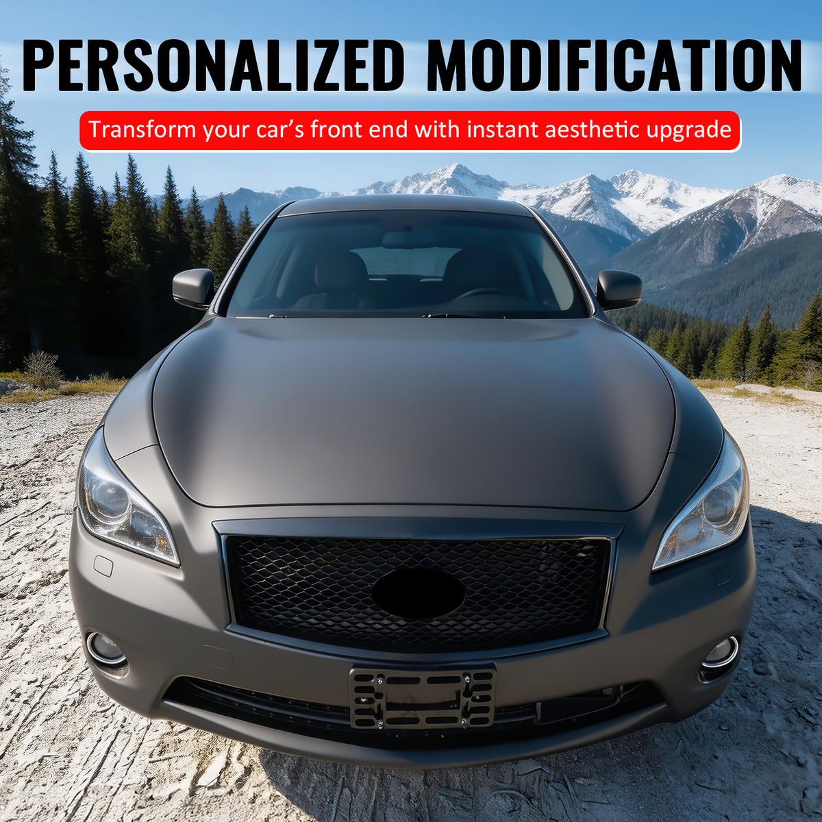 For 11-15 Infiniti M56 M35h M37 Q70 Gloss Black Honeycomb Style Upper Grille ABS