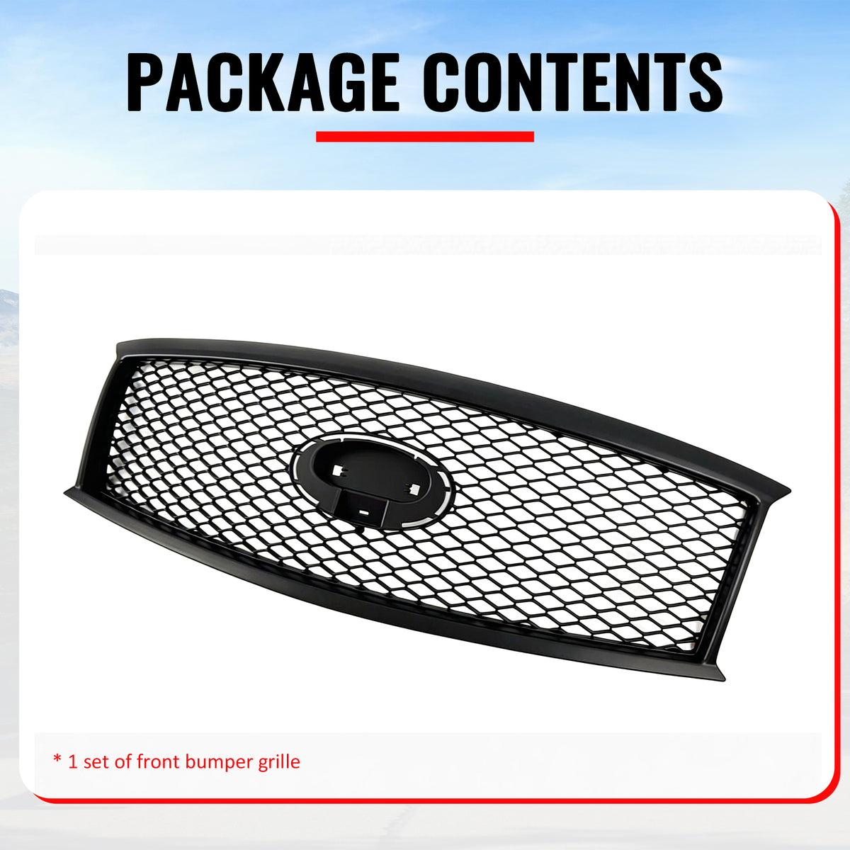 For 11-15 Infiniti M56 M35h M37 Q70 Matte Black Honeycomb Style Upper Grille ABS
