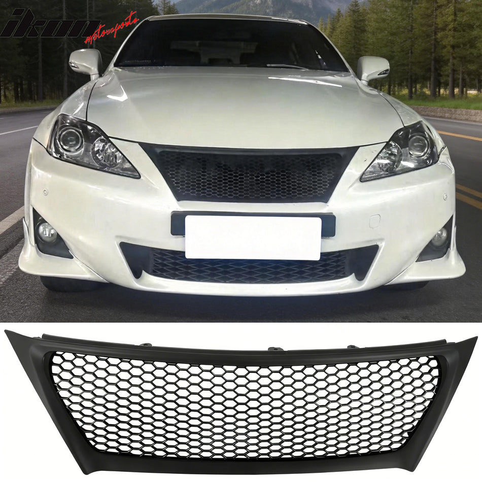 2011-2013 Lexus IS 250 IS350 Sedan Honeycomb Style Front Bumper Upper Grille Replacement Matte Black ABS