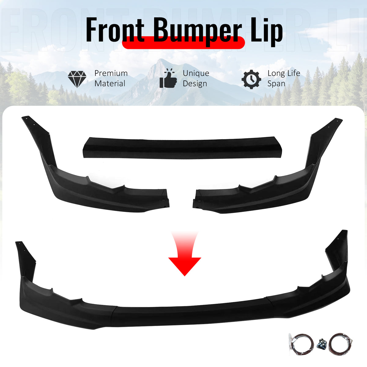 Fits 11-13 Toyota Corolla T Style Front Bumper Lip Chin Spoiler Matte Black PP