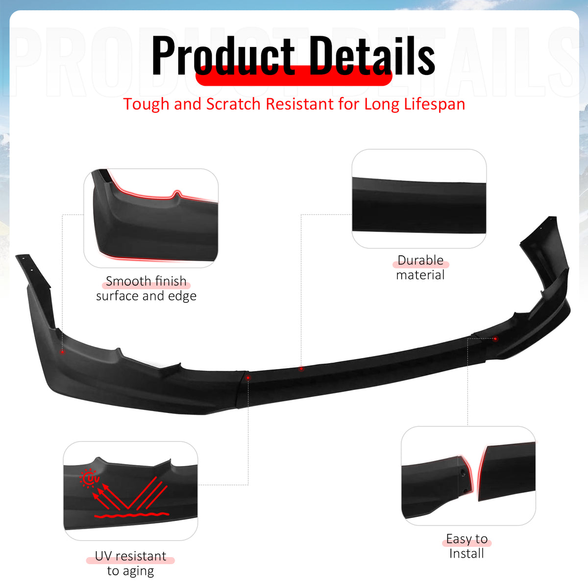 Fits 11-13 Toyota Corolla T Style Front Bumper Lip Chin Spoiler Matte Black PP