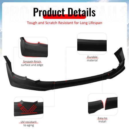 Fits 11-13 Toyota Corolla T Style Front Bumper Lip Chin Spoiler Matte Black PP