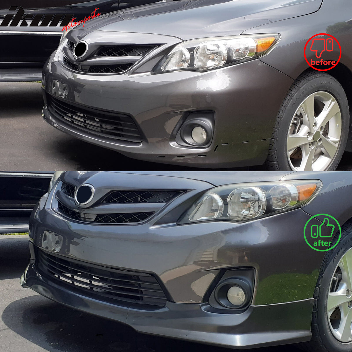 Fits 11-13 Toyota Corolla T Style Front Bumper Lip Chin Spoiler Matte Black PP