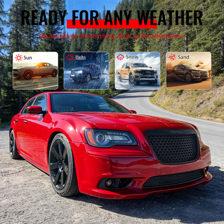 Fits 11-14 Chrysler 300 SRT8 Gloss Black Front Upper Lower Grille w/ Fog Lights