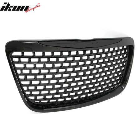 Fits 11-14 Chrysler 300 SRT8 Gloss Black Front Upper Lower Grille w/ Fog Lights