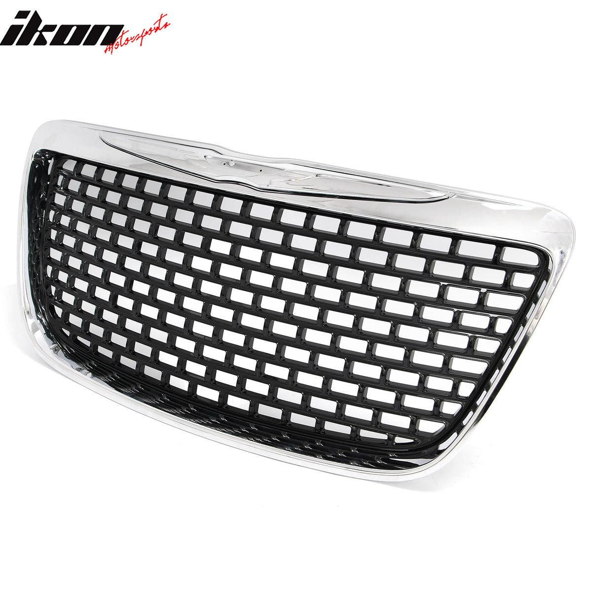 Fits 11-14 Chrysler 300 SRT8 Style Front Upper Grille Chrome& Gloss Black ABS