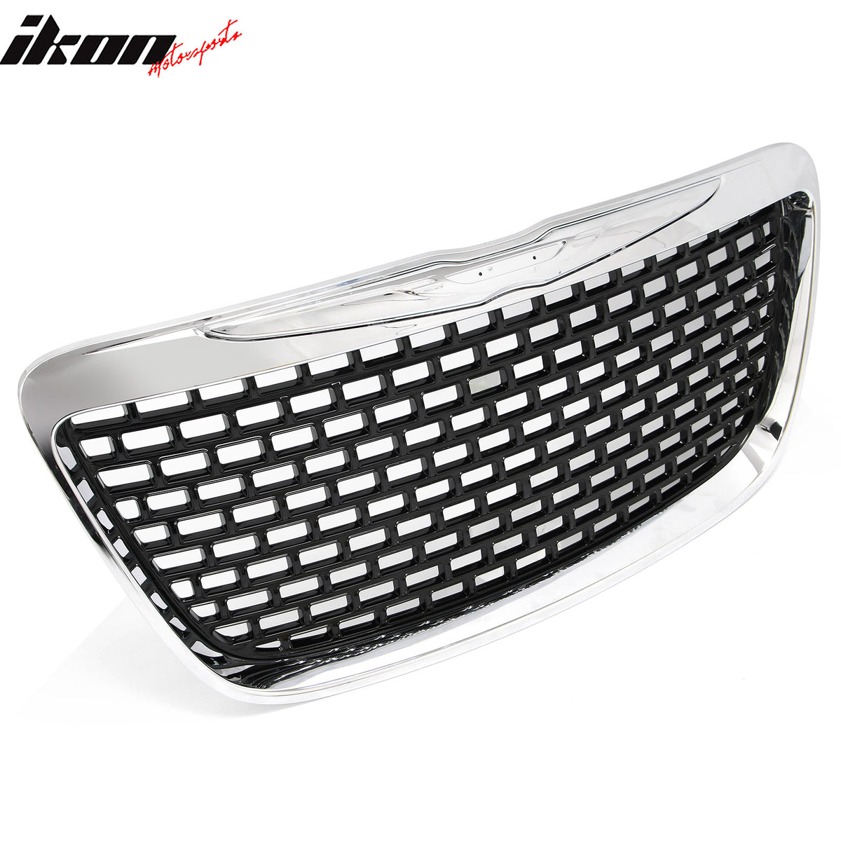 Fits 11-14 Chrysler 300 SRT8 Style Front Upper Grille Chrome& Gloss Black ABS