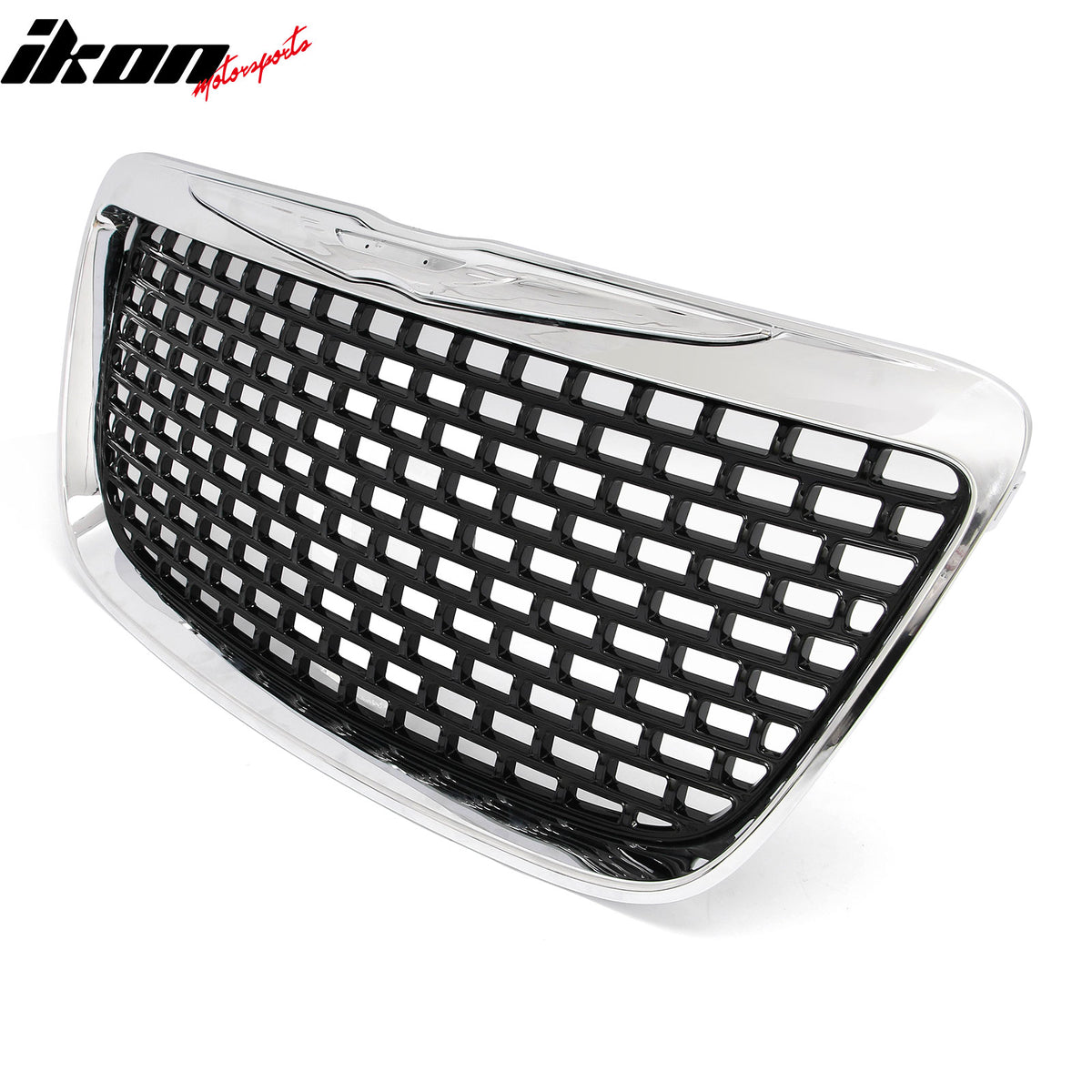 Fits 11-14 Chrysler 300 SRT8 Style Front Upper Grille Chrome& Gloss Black ABS