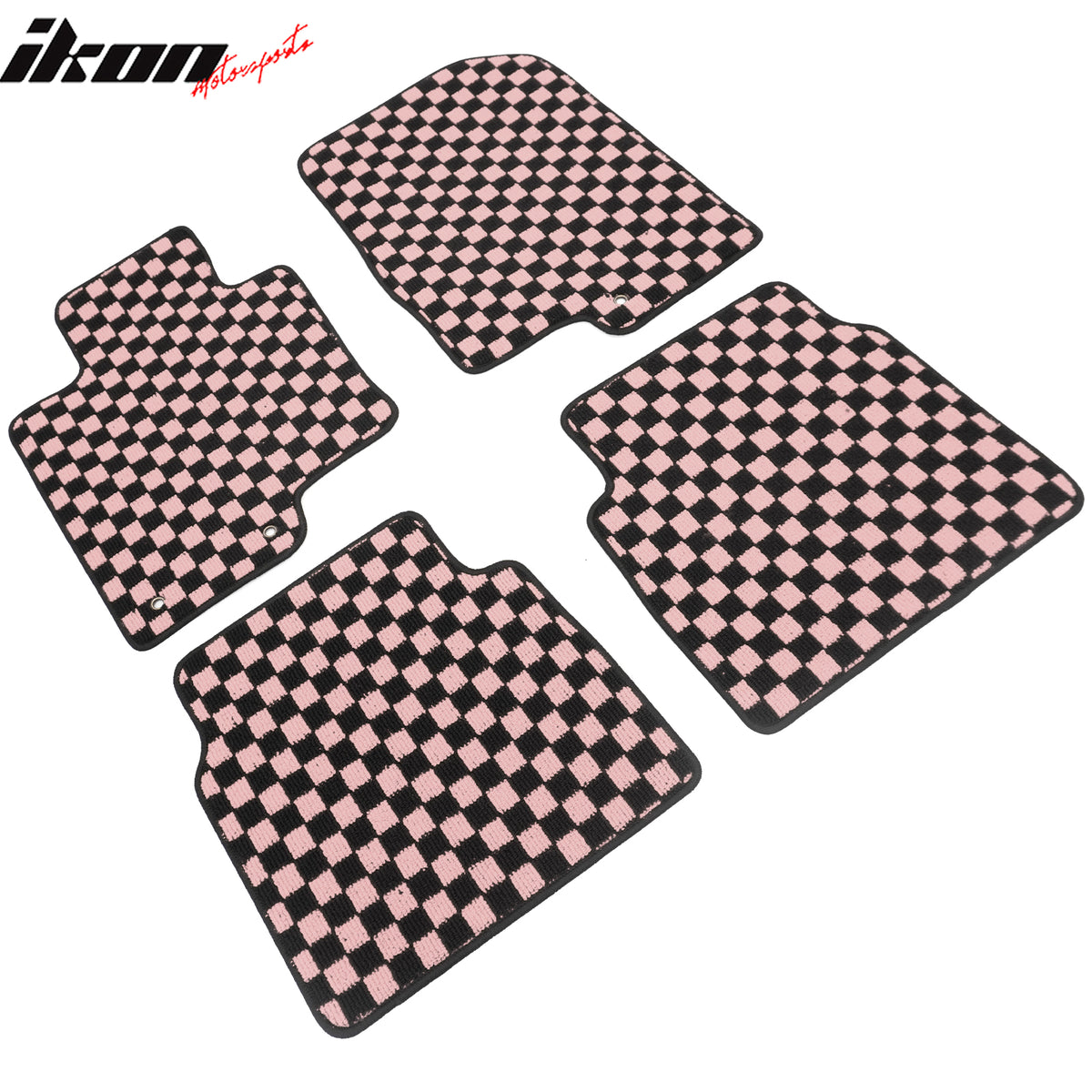 Fits 11-14 Hyundai Sonata Anti-slip Floor Mats Checkered Carpet Black Pink Plaid