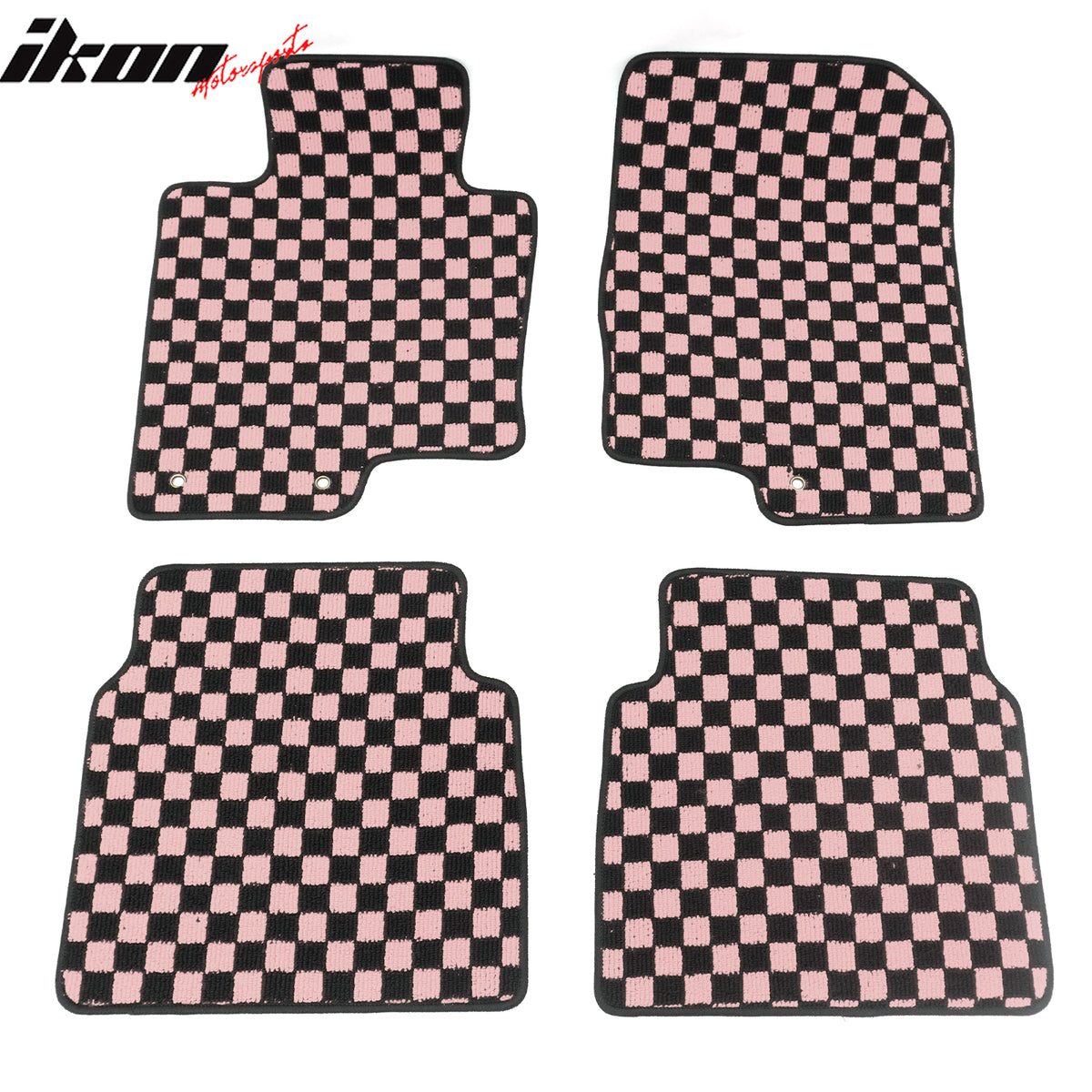 Fits 11-14 Hyundai Sonata Anti-slip Floor Mats Checkered Carpet Black Pink Plaid