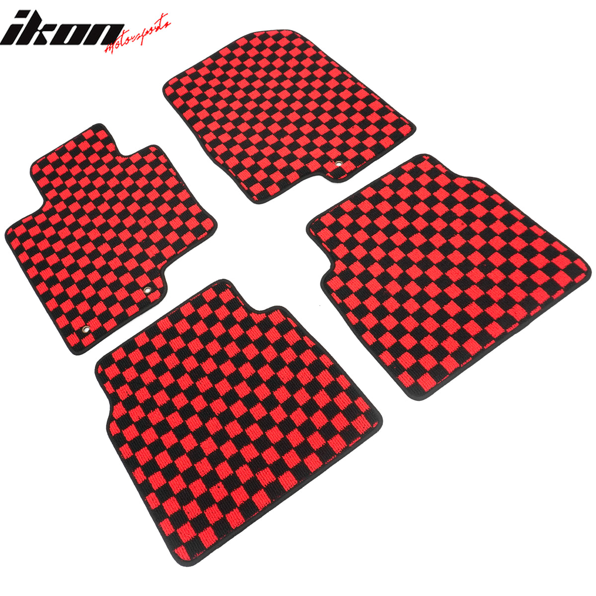 Fits 11-14 Hyundai Sonata Anti-slip Floor Mats Checkered Carpet Black Red Plaid
