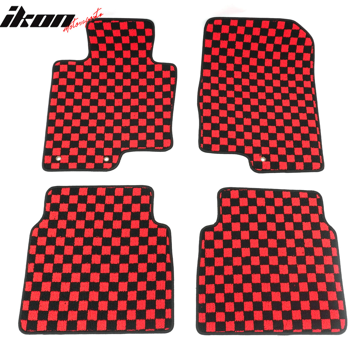 Fits 11-14 Hyundai Sonata Anti-slip Floor Mats Checkered Carpet Black Red Plaid