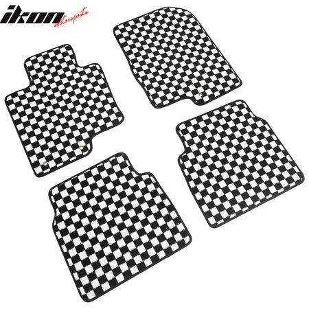 Fits 11-14 Hyundai Sonata Car Floor Mats Checkered Carpets Black White Plaid