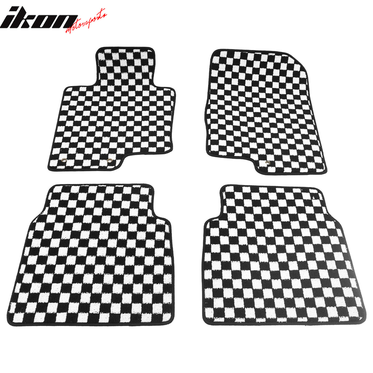 Fits 11-14 Hyundai Sonata Car Floor Mats Checkered Carpets Black White Plaid