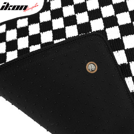 Fits 11-14 Hyundai Sonata Car Floor Mats Checkered Carpets Black White Plaid