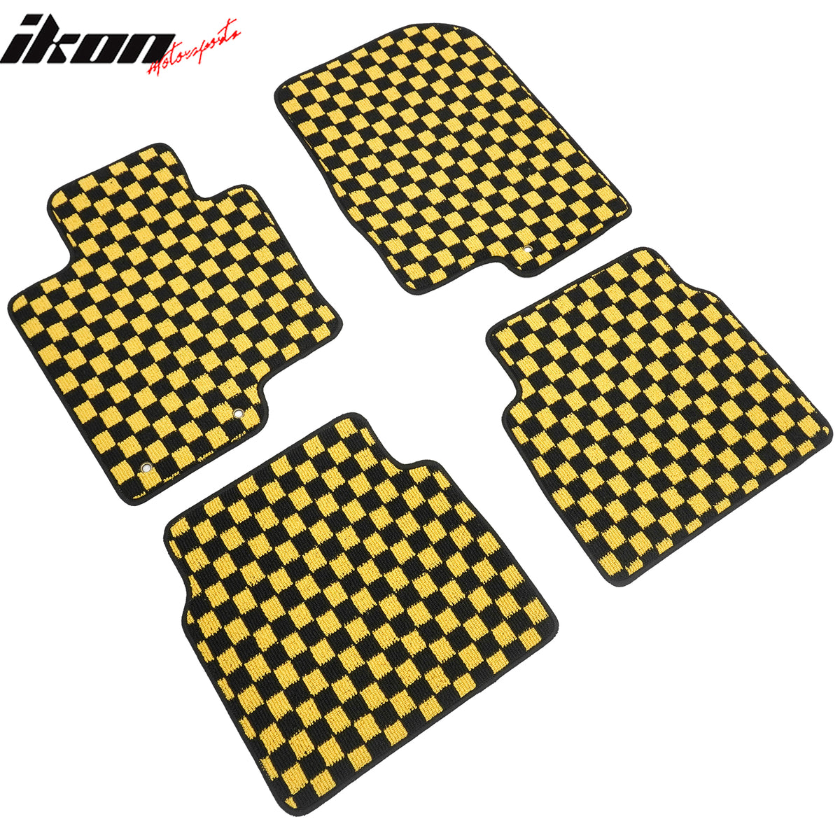 Fits 11-14 Hyundai Sonata Car Floor Mats Checkered Carpets Black Yellow Plaid
