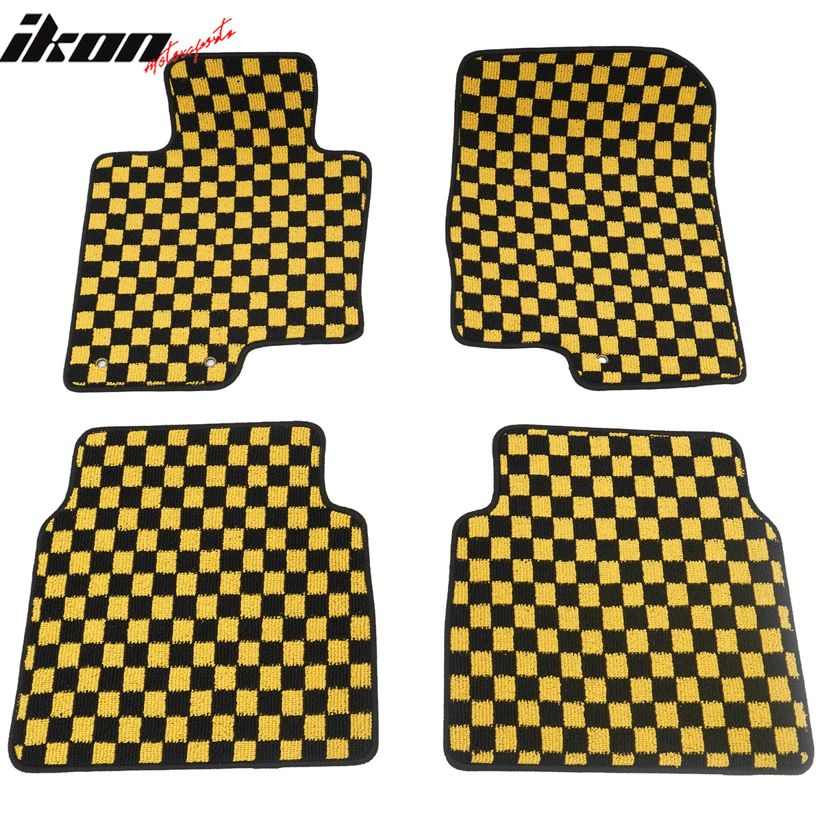 Fits 11-14 Hyundai Sonata Car Floor Mats Checkered Carpets Black Yellow Plaid