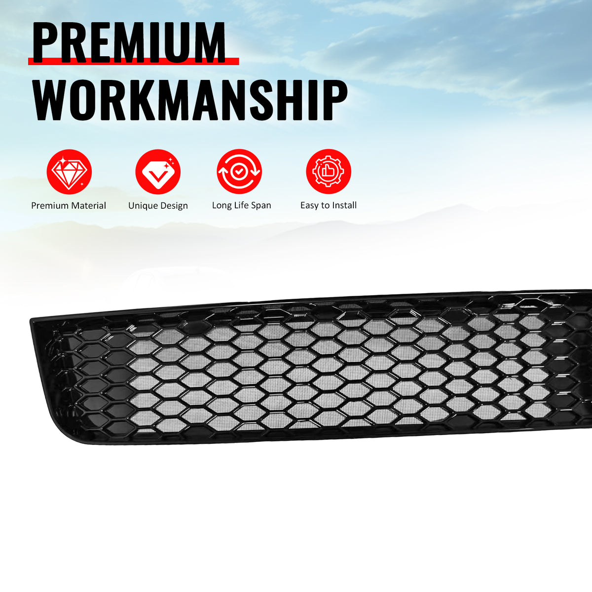 Fits 11-14 Subaru Impreza WRX & WRX STI Gloss Black Honeycomb Lower Grille PP