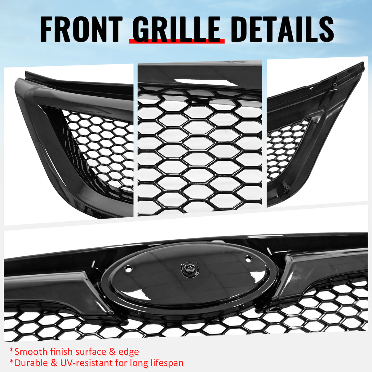Fits 11-14 Subaru Impreza WRX & WRX STI Gloss Black Honeycomb Upper Grille ABS