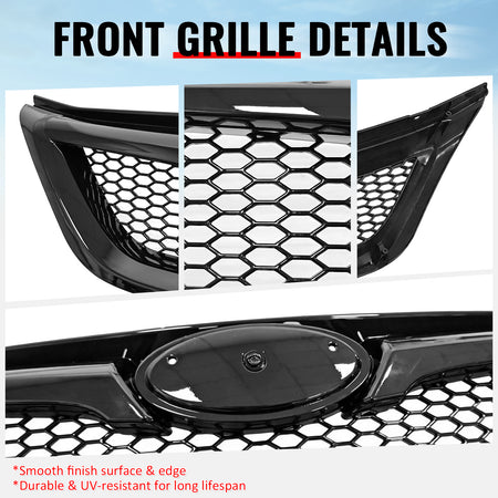 Fits 11-14 Subaru Impreza WRX & WRX STI Gloss Black Honeycomb Upper Grille ABS