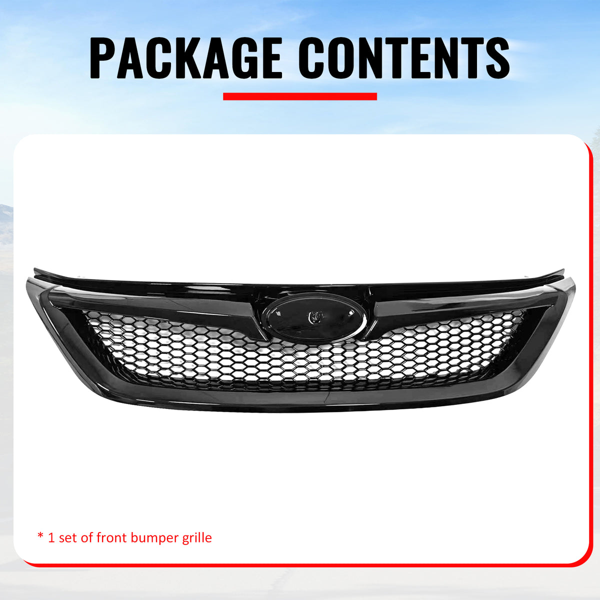 Fits 11-14 Subaru Impreza WRX & WRX STI Gloss Black Honeycomb Upper Grille ABS