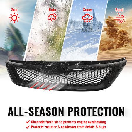 Fits 11-14 Subaru Impreza WRX & WRX STI Gloss Black Honeycomb Upper Grille ABS