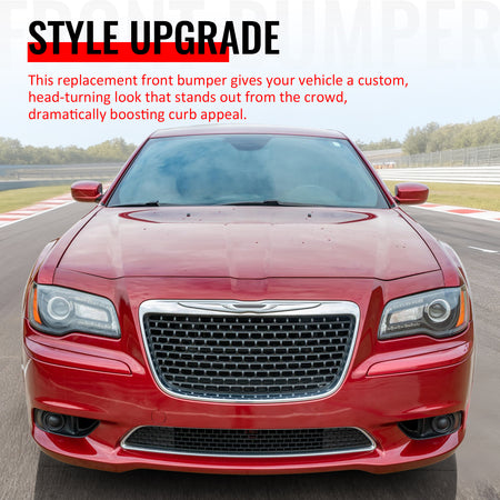 Fits 11-14 Chrysler 300 SRT8 Style Front Bumper w/ Chrome& Gloss Black Grille
