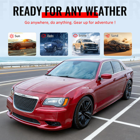 Fits 11-14 Chrysler 300 SRT8 Chrome& Gloss Black Front Grilles w/ Fog Lights