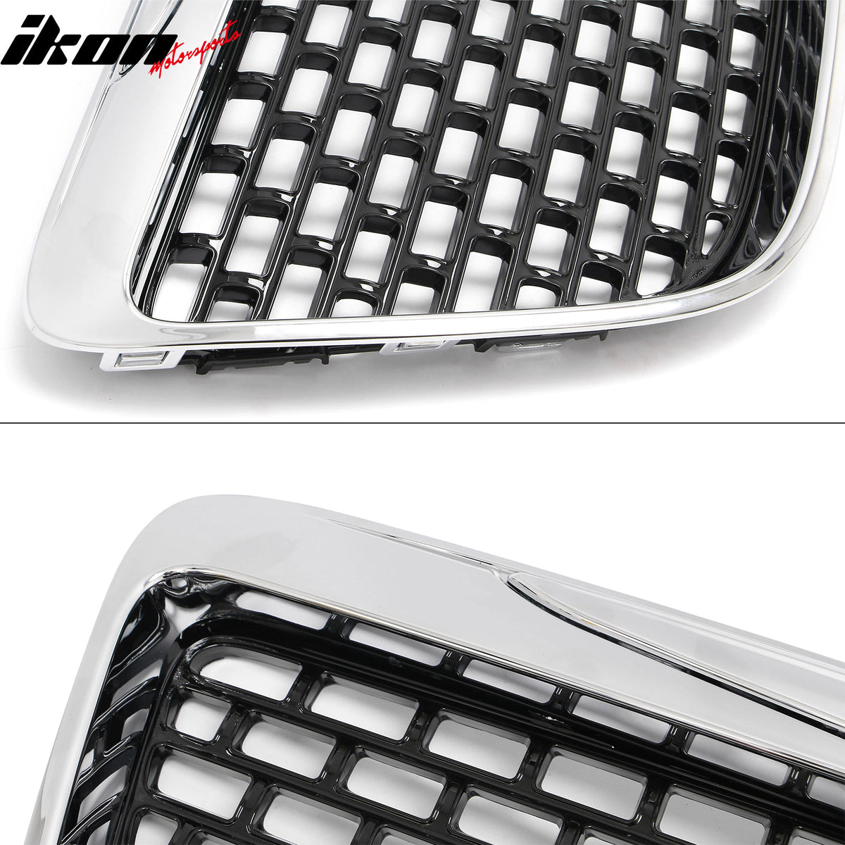 Fits 11-14 Chrysler 300 SRT8 Chrome& Gloss Black Front Grilles w/ Fog Lights