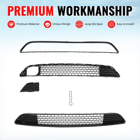 Fits 11-14 Chrysler 300 SRT8 Bumper Lower Grille Gloss Black ABS - SRT8 Style
