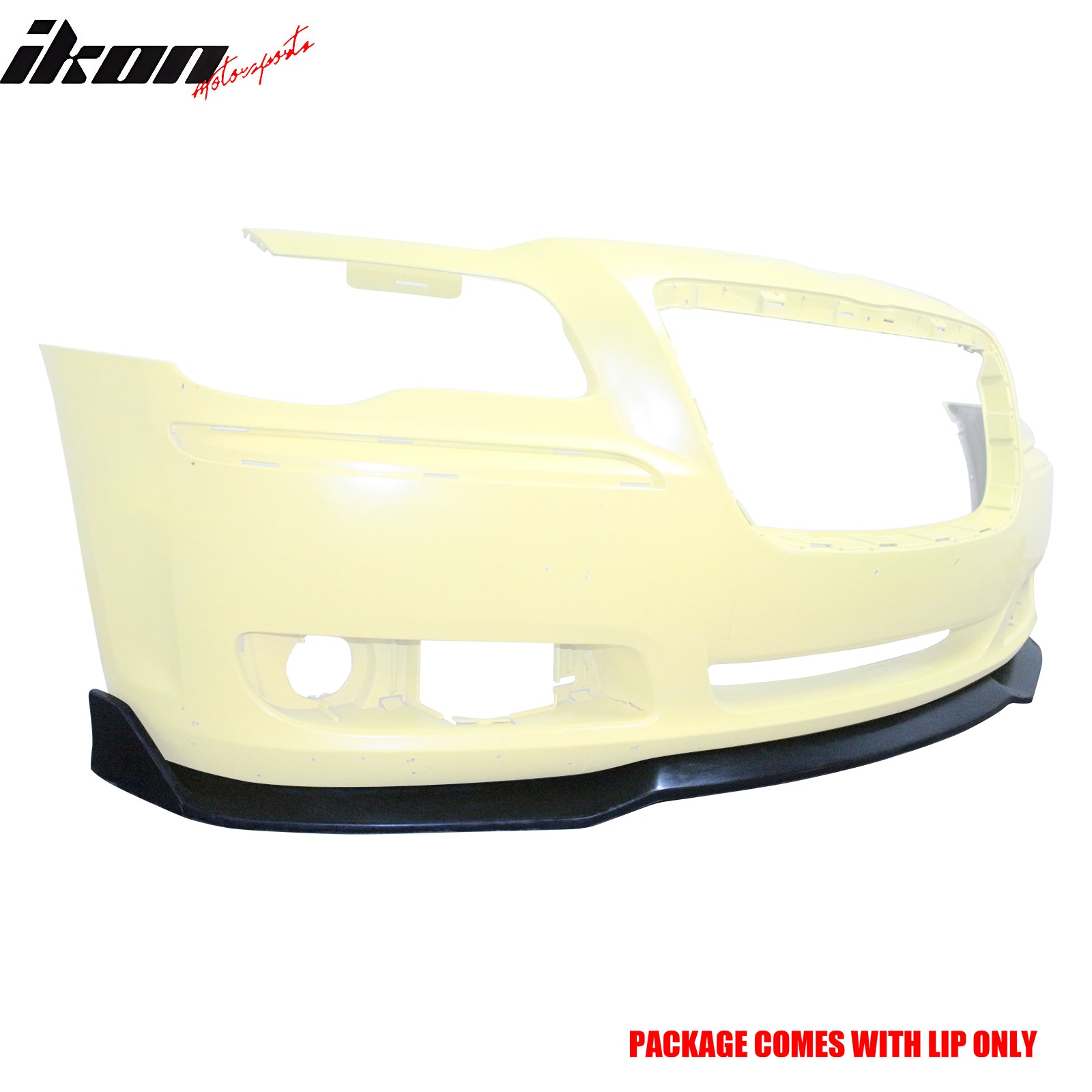 IKON MOTORSPORTS Front Bumper Lip, Compatible with 2011-2014 Chrysler 300, IKON S Style Unpainted Black PU Polyurethane Air Dam Chin Spoiler Protector Splitter