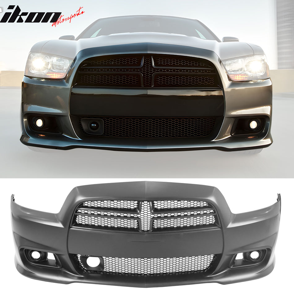 2011-2014 Dodge Charger Front Bumper Conversion Grilles SRT8 Style Black PP