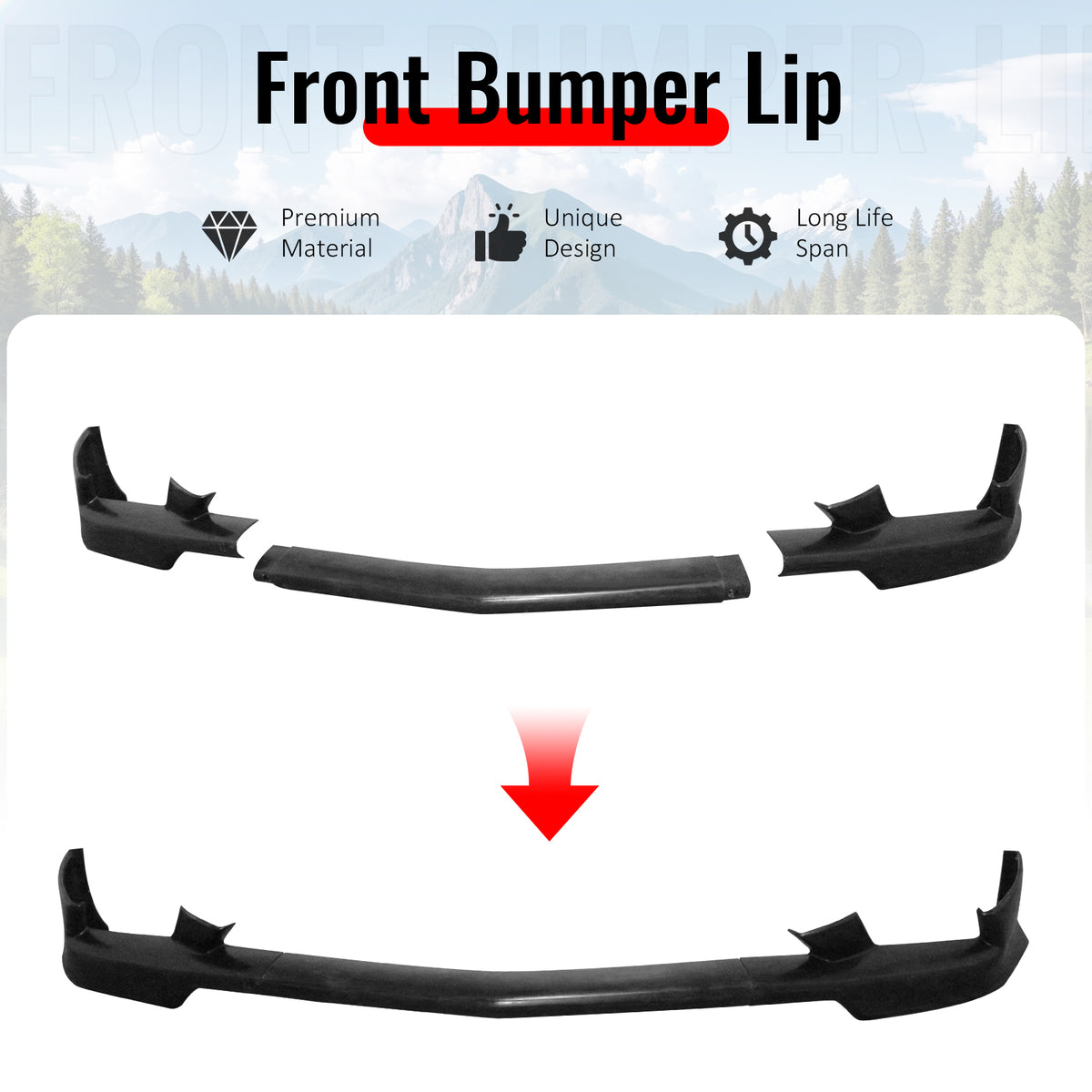 Fits 11-14 Dodge Charger KB Style Front Bumper Lip Spoiler Guard Unpainted 3PCS