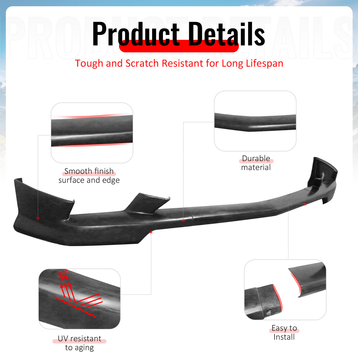 Fits 11-14 Dodge Charger KB Style Front Bumper Lip Spoiler Guard Unpainted 3PCS