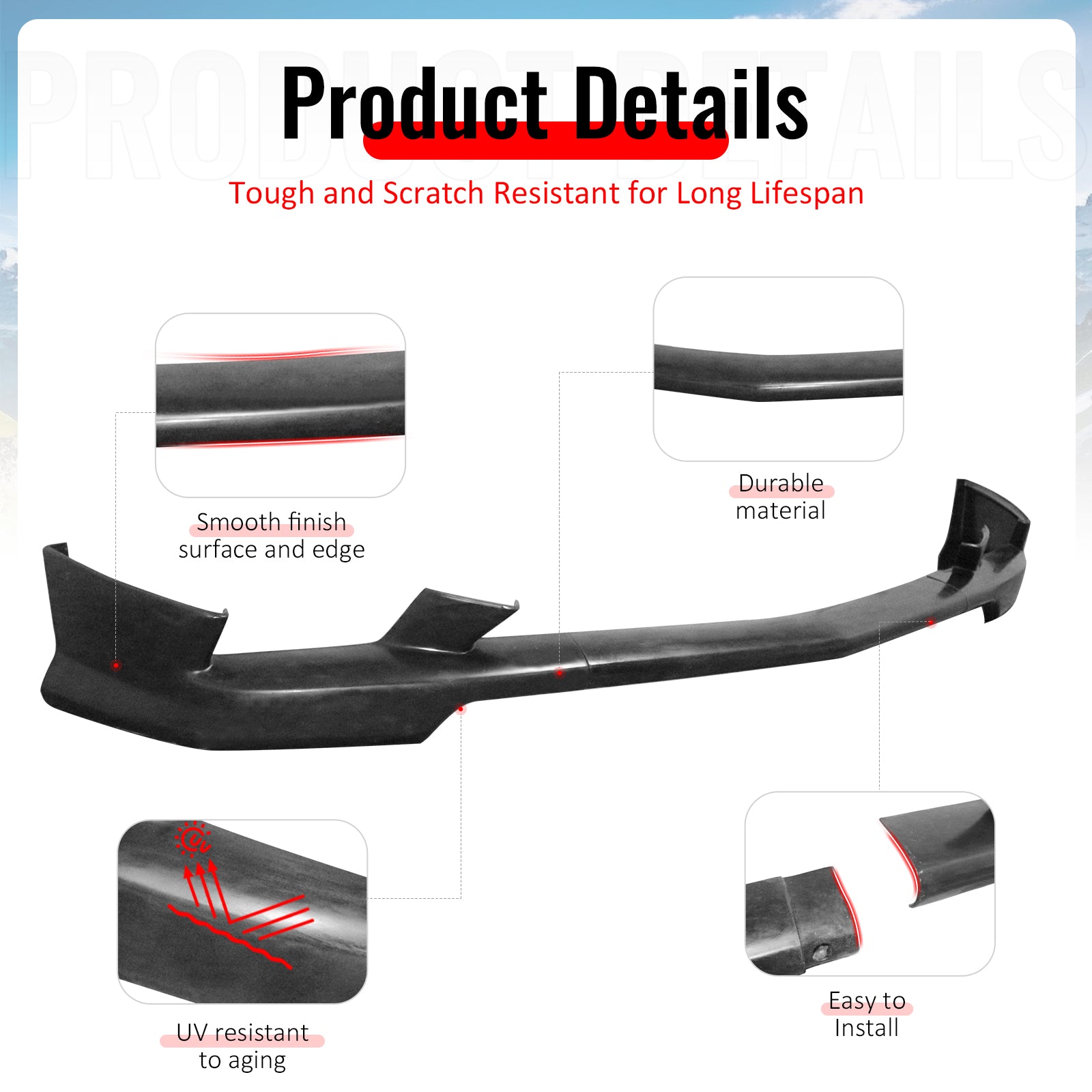 Fits 11-14 Dodge Charger KB Style Front Bumper Lip Spoiler Guard Unpainted 3PCS