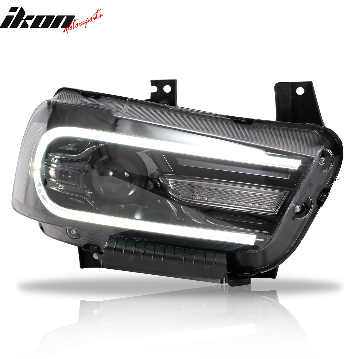 Ikon Motorsports Projector Headlights Compatible With 2011-2014 Dodge Charger, LED DRL Daytime Running Lights Left Right Side Sequential Turn Signal Ikon Motorsports Projector Headlights Compatible With 2011-2014 Dodge Charger, LED DRL Daytime Running Lights Left Right Side Sequential Turn Signal
