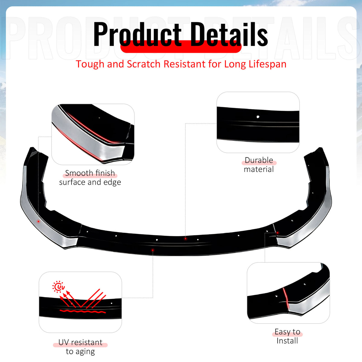 Fits 11-14 Impreza WRX STI IKON Front Bumper Lip Chin Splitter PP Gloss Black