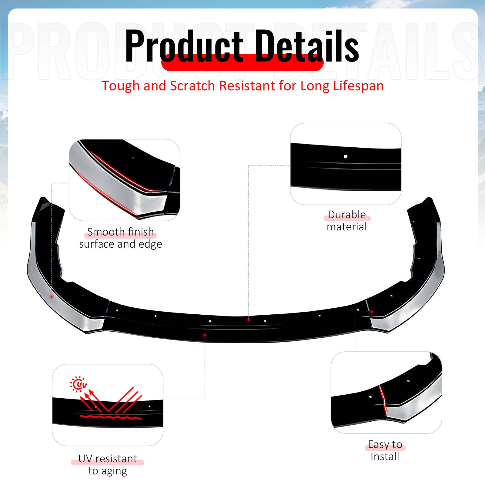 Fits 11-14 Impreza WRX STI IKON Front Bumper Lip Chin Splitter PP Gloss Black