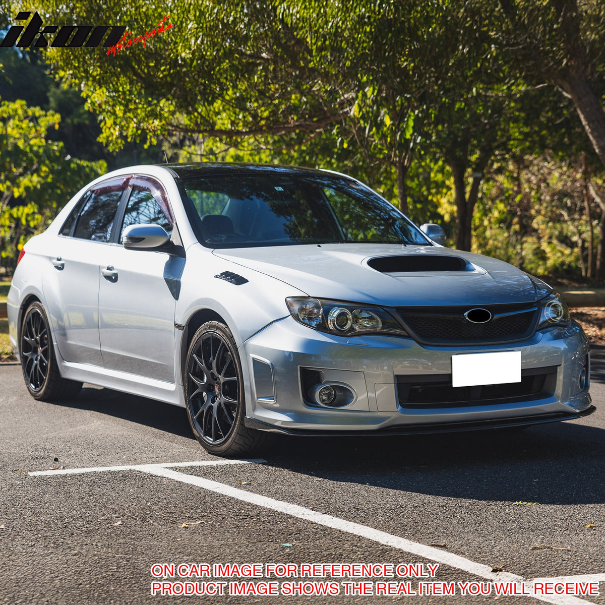 IKON MOTORSPORTS Front Bumper Lip, Compatible with 2011-2014 Subaru Impreza WRX & WRX STI All Models, V Style Matte Black PP Air Dam Chin Spoiler Protector Splitter 1PC