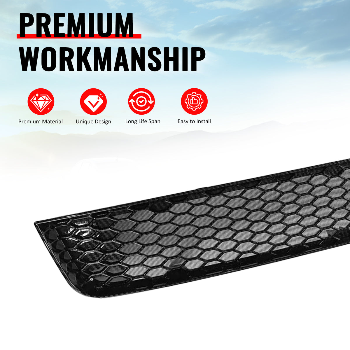 Fits 11-14 Subaru Impreza WRX & WRX STI Carbon Fiber Look Honeycomb Lower Grille
