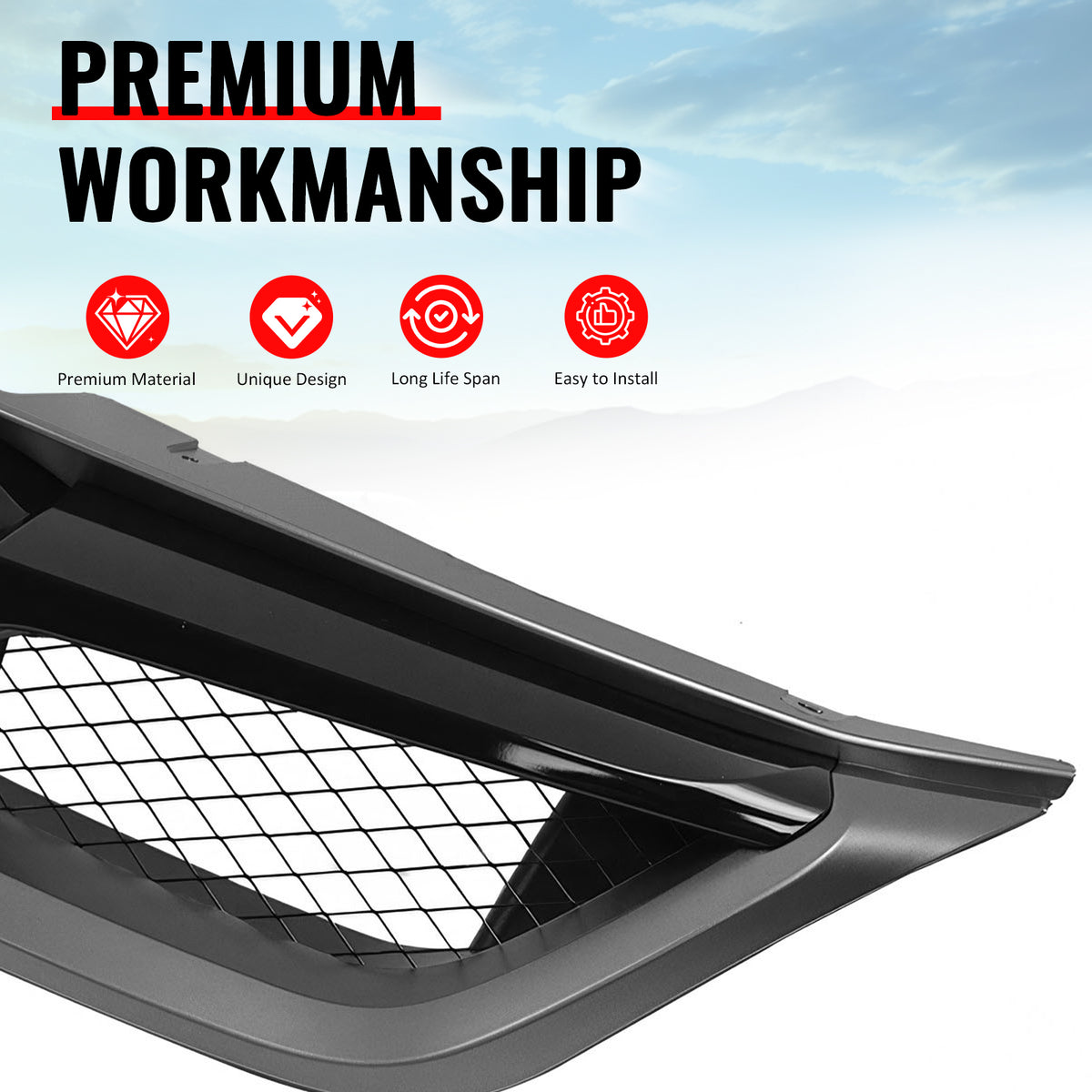 Fits 11-14 Subaru Impreza WRX STI OE Front Bumper Grille Gloss Black W/ Gray