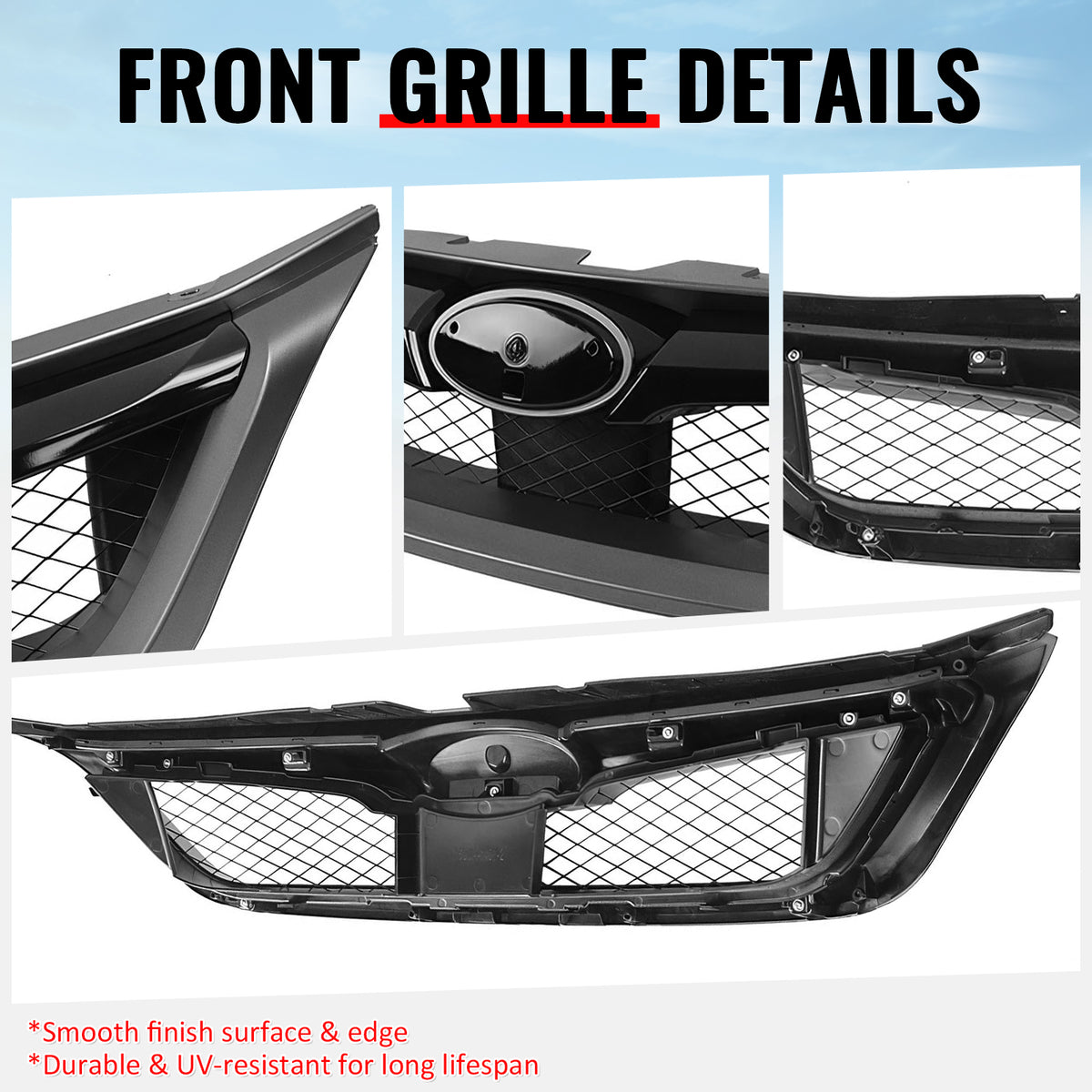 Fits 11-14 Subaru Impreza WRX STI OE Front Bumper Grille Gloss Black W/ Gray