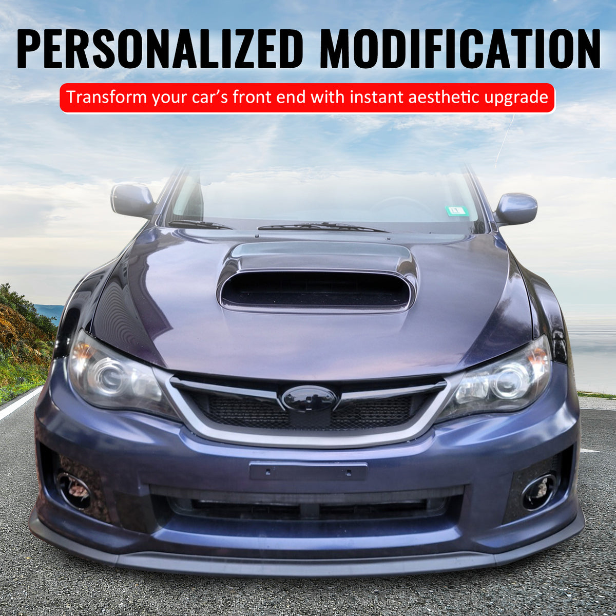 Fits 11-14 Subaru Impreza WRX STI OE Front Bumper Grille Gloss Black W/ Gray