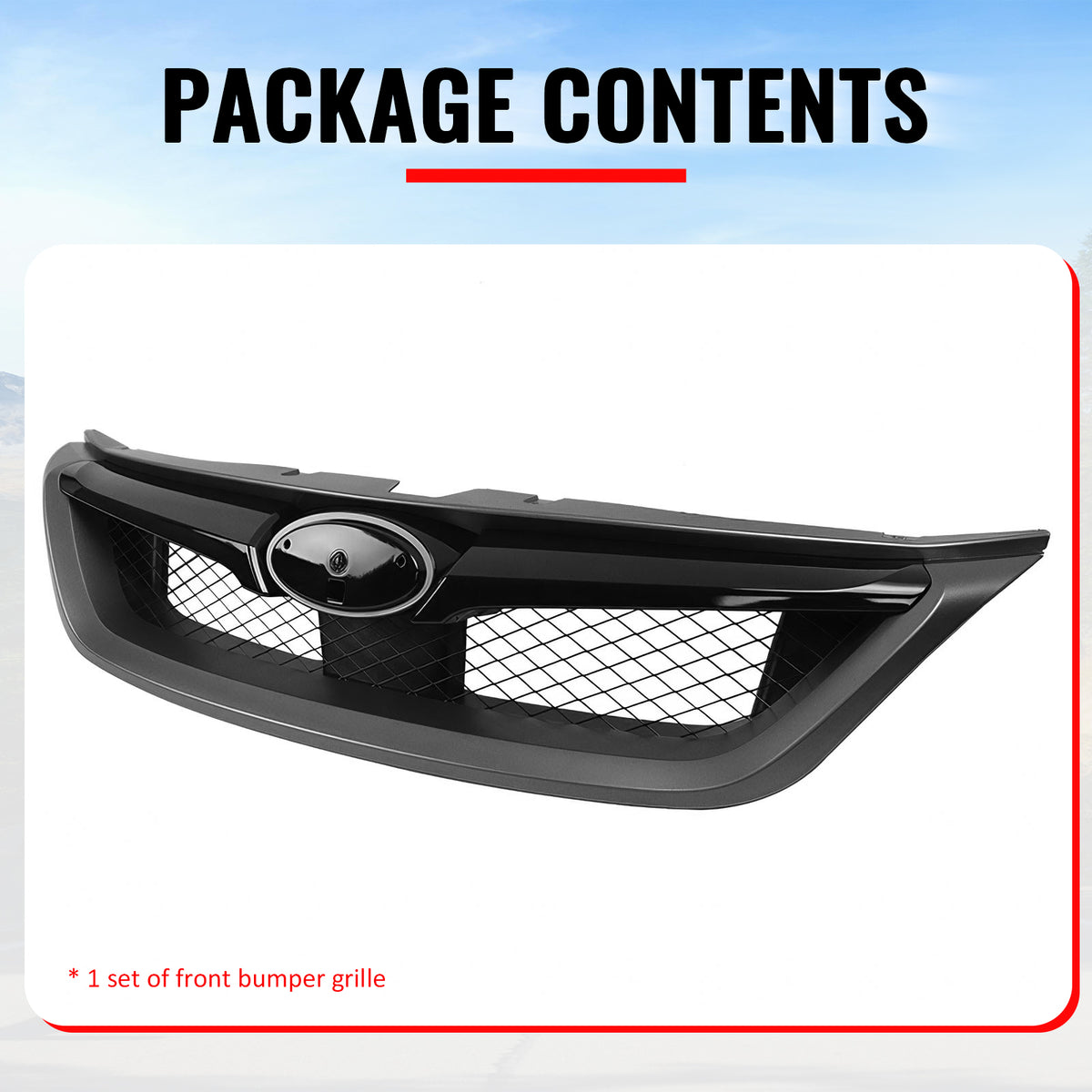 Fits 11-14 Subaru Impreza WRX STI OE Front Bumper Grille Gloss Black W/ Gray