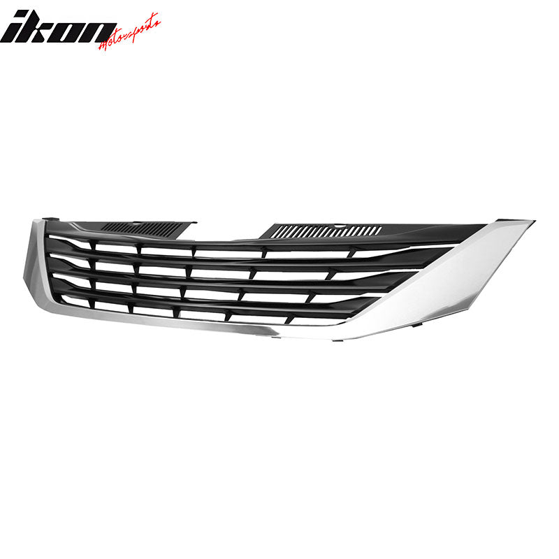 IKON MOTORSPORTS Front Upper Grille, Compatible with 2011-2014 Toyota Sienna LE, OE Style Black Chrome ABS Replacement Front Bumper Hood Grill