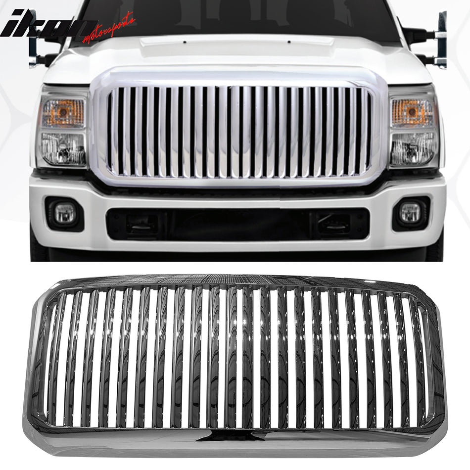 2011-2015 Ford F-250 F-350 Vertical Style Chrome Front Grille ABS