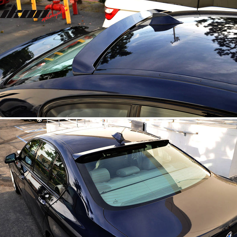 IKON MOTORSPORTS, Rear Window Roof Spoiler Compatible With 2011-2016 BMW F10 5 Series Sedan, Top Roofline Windshield Visor Spoiler Wing Unpainted ABS, 2012 2013 2014 2015